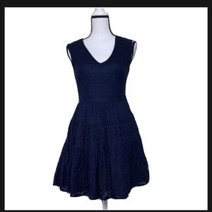Zara lace tiered navy blue mini dress size s whimsical